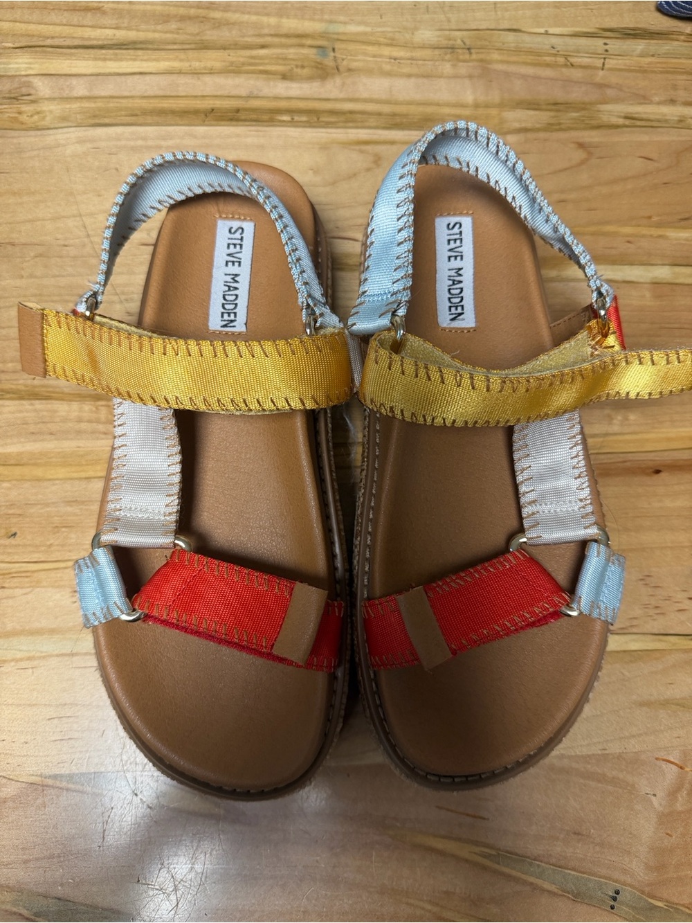 Steve Madden Bigmona Strappy Sandals - Red/Yellow/Blue